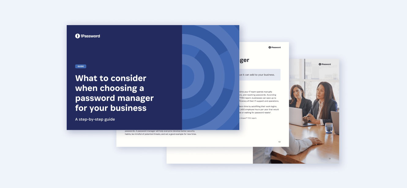 This is a guide about what to consider when choosing a password manager for your business.
